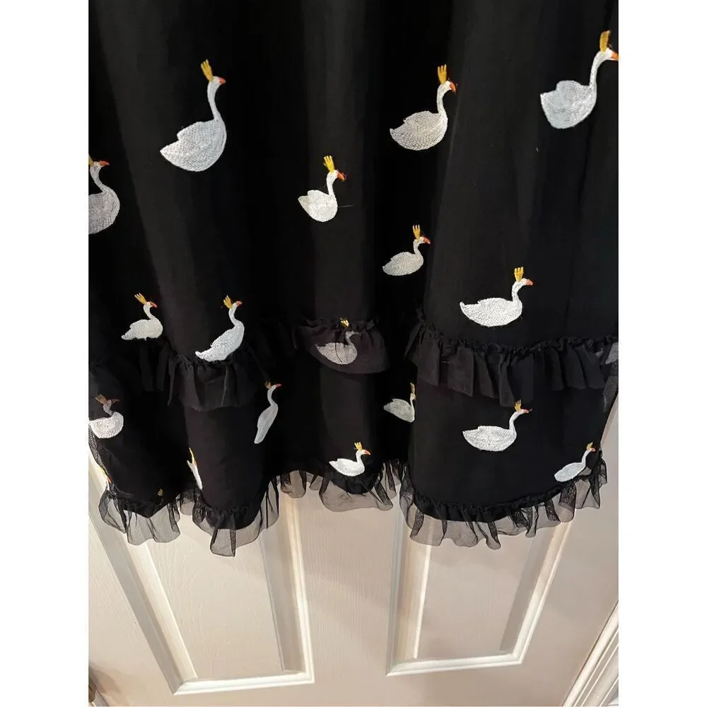 Hanna Andersson Black Swan Queen Embroidered Mesh Dress Sz 150 or US 12 EUC